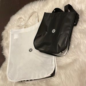 Black and white Lululemon reusable bags